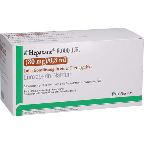 HEPAXANE 8.000 I.E. 80 mg/0.8 ml Inj.-Lsg.F-Spr., 50 ST, ITF Pharma GmbH