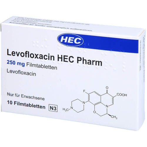 Levofloxacin HEC Pharm 250 mg Filmtabletten, 10 ST, Hec Pharm GmbH