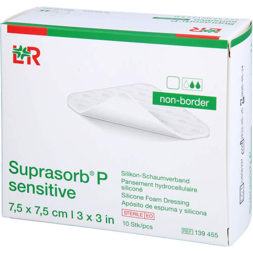 Suprasorb P sensitive PU-Schaum.non.bor.7.5x7.5cm, 10 ST, Lohmann & Rauscher GmbH & Co. KG