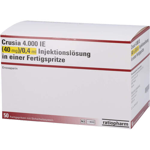 Crusia 4.000 IE 40mg/0.4ml ILO F.Sp.+Sich-Sys., 50 Stk., ratiopharm GmbH