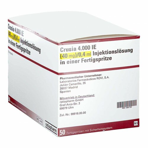 Crusia 4.000 IE 40mg/0.4ml ILO F.Sp.+Sich-Sys., 50 Stk., ratiopharm GmbH