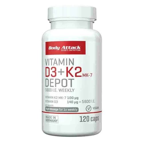 VITAMIN D3 + K2 MK-7 Depot, 120 Stk., Body Attack Sports Nutrition GmbH & Co. KG
