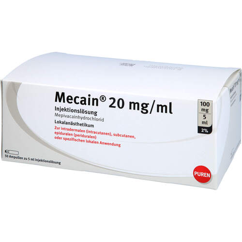 MECAIN 2% 20 mg/ml Inj.L.100mg/5ml Luer-Lock Amp., 50x5 ml, PUREN Pharma GmbH & Co. KG