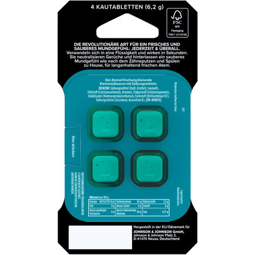 LISTERINE Go Tabs Kautabletten, 4 Stk., Johnson & Johnson GmbH (OTC)
