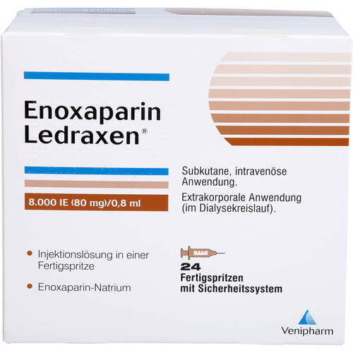 Enoxaparin Ledraxen 8.000 IE (80mg)/0.8ml F.Sp., 24 Stk., Venipharm GmbH