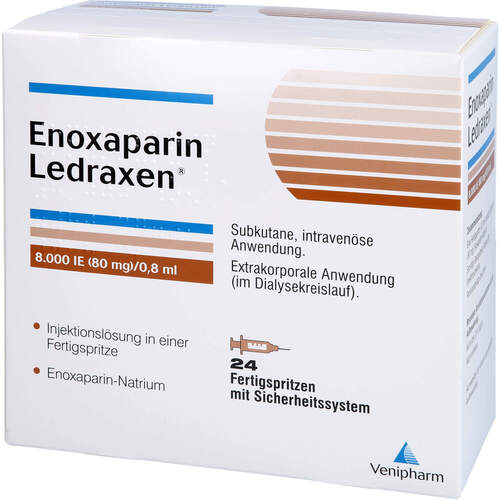 Enoxaparin Ledraxen 8.000 IE (80mg)/0.8ml F.Sp., 24 Stk., Venipharm GmbH