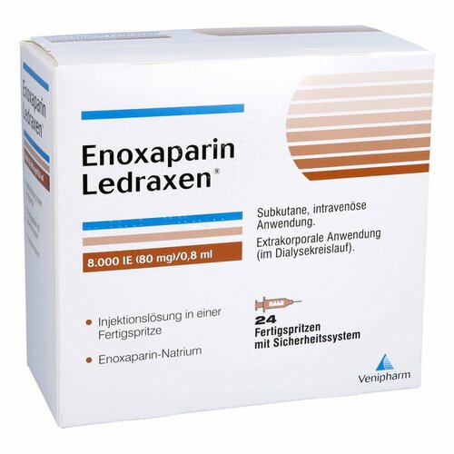Enoxaparin Ledraxen 8.000 IE (80mg)/0.8ml F.Sp., 24 Stk., Venipharm GmbH