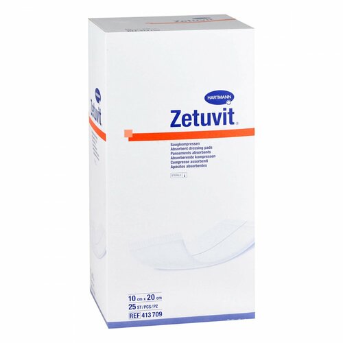 ZETUVIT Saugkompresse steril 10x20 cm, 25 Stk., + Prisoma GmbH