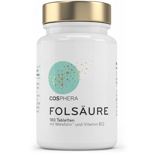 Cosphera Fols&auml;ure Tabletten 800 ug Folat m Vit. B9, 180 Stk., Ayursana GmbH