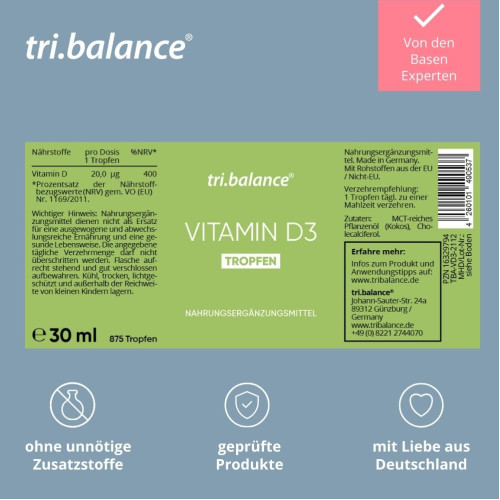 tri.balance Vitamin D3 Tropfen, 30 ml, tri.balance base products