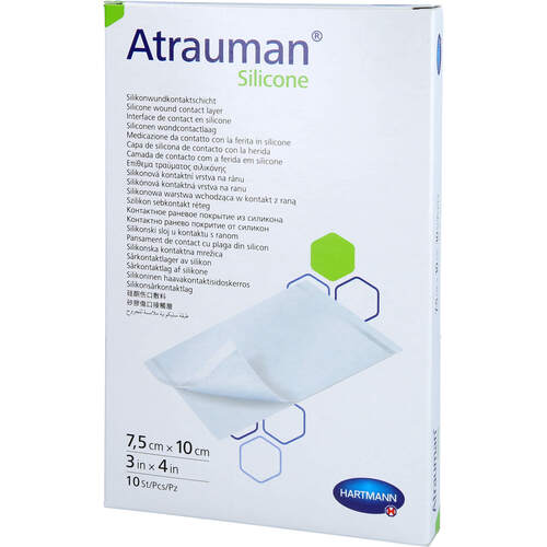 Atrauman Silicone steril 7.5x10 cm Kompressen, 10 Stk., Aca Müller/Adag Pharma AG
