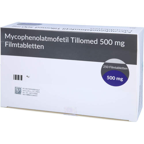 Mycophenolatmofetil Tillomed 500 mg Filmtabletten, 250 Stk., Tillomed Pharma GmbH
