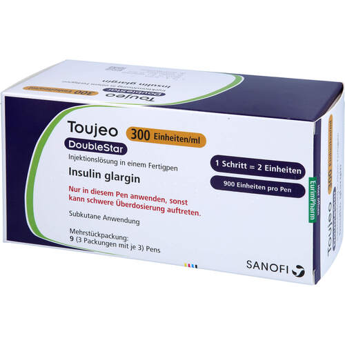 Toujeo 300 E/ml DoubleStar Inj.-Lsg.i.e.Fertigpen, 9x3 ml, Eurimpharm Arzneimittel GmbH Toujeo 300 E/ml DoubleStar Inj.-Lsg.i.e.Fertigpen, 9x3 ml, Eurimpharm Arzneimittel GmbH
