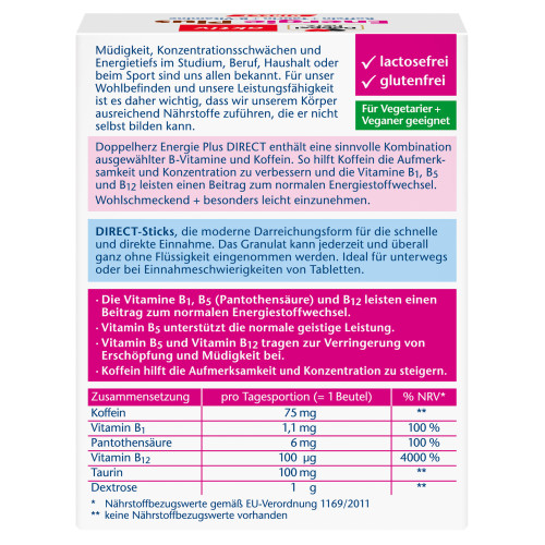 Doppelherz Energie Plus DIRECT, 20 Stk., Queisser Pharma GmbH & Co. KG Doppelherz Energie Plus DIRECT, 20 Stk., Queisser Pharma GmbH & Co. KG