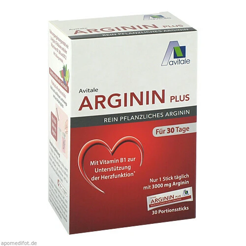 Arginin Plus Vitamin B1+B6+B12+Folsäure Sticks, 30x5,9 g, Avitale GmbH