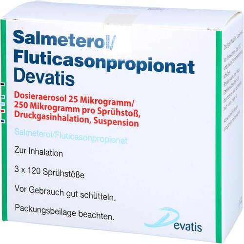 Salmeterol/Fluticasonpropionat Devatis 25ug/250ug, 3 ST, Devatis GmbH