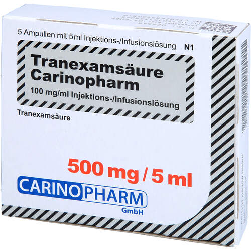 Tranexamsäure Carinopharm 100 mg/ml Inj.-/Inf.-Lsg, 5x5 ml, Carinopharm GmbH