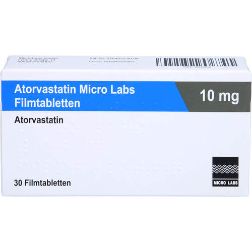 Atorvastatin Micro Labs 10 mg Filmtabletten, 30 Stk., Micro Labs GmbH Atorvastatin Micro Labs 10 mg Filmtabletten, 30 Stk., Micro Labs GmbH