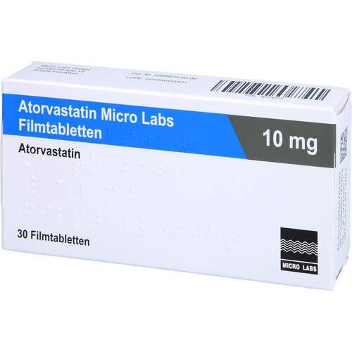 Atorvastatin Micro Labs 10 mg Filmtabletten, 30 Stk., Micro Labs GmbH Atorvastatin Micro Labs 10 mg Filmtabletten, 30 Stk., Micro Labs GmbH