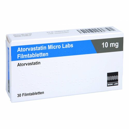 Atorvastatin Micro Labs 10 mg Filmtabletten, 30 Stk., Micro Labs GmbH Atorvastatin Micro Labs 10 mg Filmtabletten, 30 Stk., Micro Labs GmbH