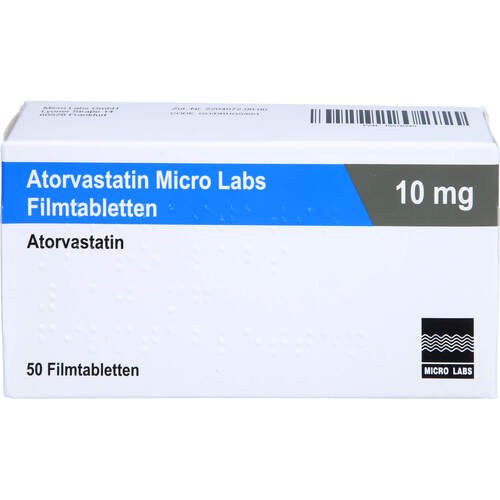 Atorvastatin Micro Labs 10 mg Filmtabletten, 50 Stk., Micro Labs GmbH Atorvastatin Micro Labs 10 mg Filmtabletten, 50 Stk., Micro Labs GmbH