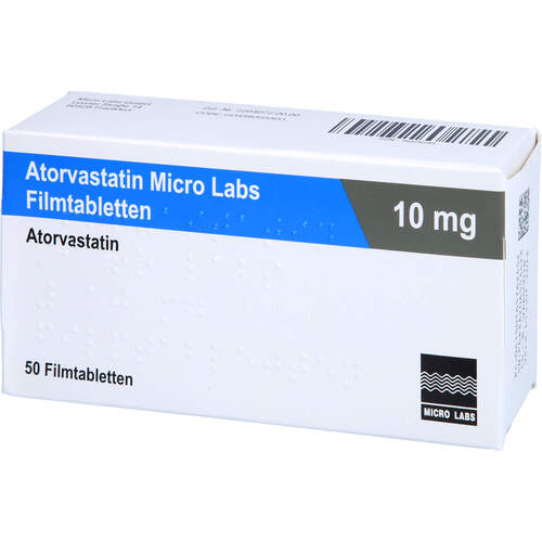 Atorvastatin Micro Labs 10 mg Filmtabletten, 50 Stk., Micro Labs GmbH Atorvastatin Micro Labs 10 mg Filmtabletten, 50 Stk., Micro Labs GmbH