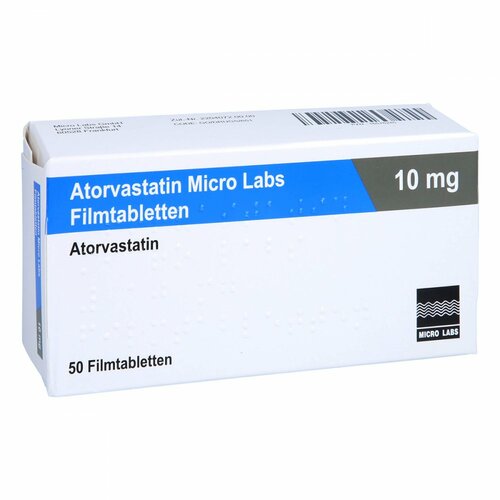 Atorvastatin Micro Labs 10 mg Filmtabletten, 50 Stk., Micro Labs GmbH Atorvastatin Micro Labs 10 mg Filmtabletten, 50 Stk., Micro Labs GmbH