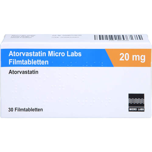 Atorvastatin Micro Labs 20 mg Filmtabletten, 30 Stk., Micro Labs GmbH