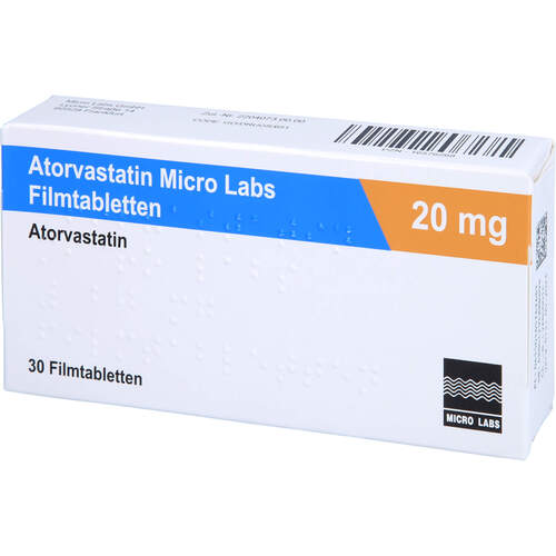 Atorvastatin Micro Labs 20 mg Filmtabletten, 30 Stk., Micro Labs GmbH