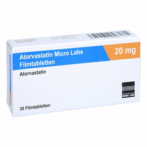 Atorvastatin Micro Labs 20 mg Filmtabletten, 30 Stk., Micro Labs GmbH