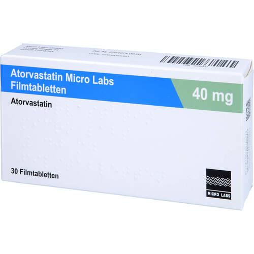 Atorvastatin Micro Labs 40 mg Filmtabletten, 30 Stk., Micro Labs GmbH Atorvastatin Micro Labs 40 mg Filmtabletten, 30 Stk., Micro Labs GmbH