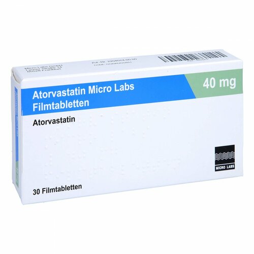 Atorvastatin Micro Labs 40 mg Filmtabletten, 30 Stk., Micro Labs GmbH Atorvastatin Micro Labs 40 mg Filmtabletten, 30 Stk., Micro Labs GmbH