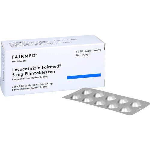 Levocetirizin Fairmed 5 mg Filmtabletten, 50 Stk., Fairmed Healthcare GmbH Levocetirizin Fairmed 5 mg Filmtabletten, 50 Stk., Fairmed Healthcare GmbH