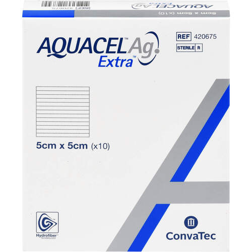 AQUACEL Ag Extra 5x5 cm Kompressen, 10 Stk., + Prisoma GmbH