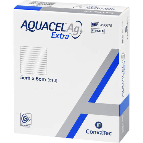AQUACEL Ag Extra 5x5 cm Kompressen, 10 Stk., + Prisoma GmbH