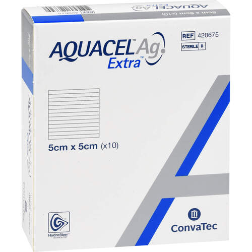 AQUACEL Ag Extra 5x5 cm Kompressen, 10 Stk., + Prisoma GmbH