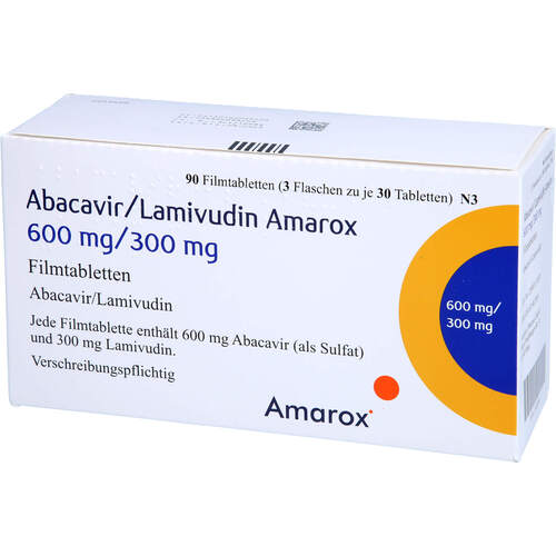 Abacavir/Lamivudin Amarox 600/300mg Filmtabletten, 90 Stk., AMAROX PHARMA GmbH