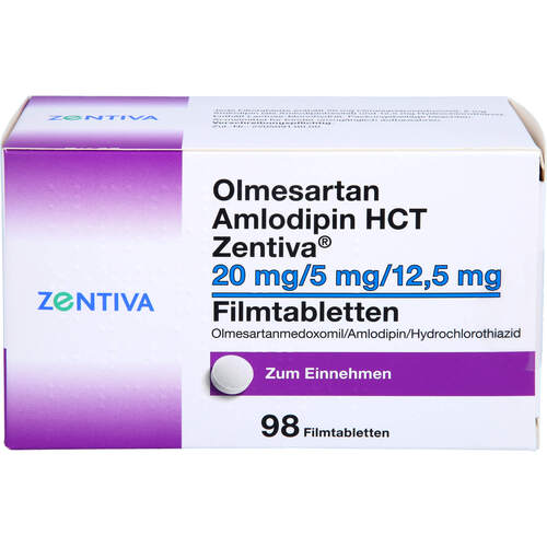 Olmesartan Amlodipin HCT Zentiva 20/5/12.5 mg FTA, 98 ST, Zentiva Pharma GmbH