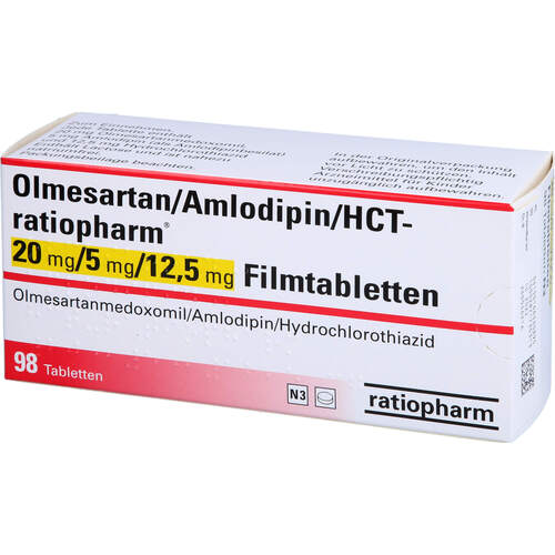 Olmesartan/Amlodipin/HCT-ratio 20/5/12.5mg Filmta., 98 Stk., ratiopharm GmbH