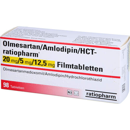 Olmesartan/Amlodipin/HCT-ratio 20/5/12.5mg Filmta., 98 ST, ratiopharm GmbH