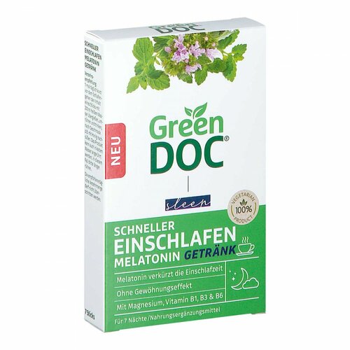 GreenDoc Schneller Einschlafen Melatonin Getränk, 7x4 g, DISTRICON GmbH