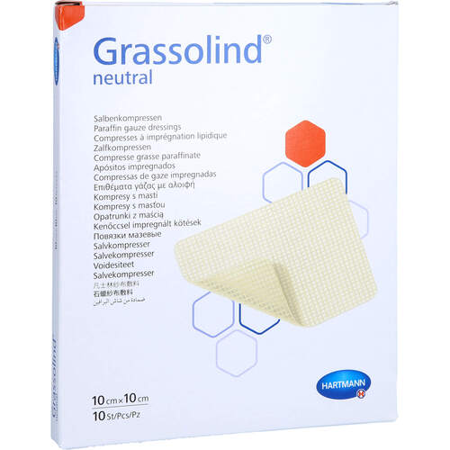 GRASSOLIND Salbenkompressen 10x10 cm steril, 10 Stk., Docpharm GmbH