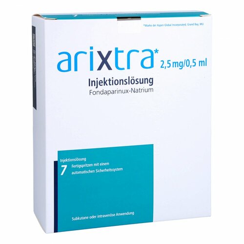 Arixtra 2.5 mg/0.5 ml Inj.-Lsg.i.e.Fertigspritze, 7x0,5 ml, Emra-Med Arzneimittel GmbH Arixtra 2.5 mg/0.5 ml Inj.-Lsg.i.e.Fertigspritze, 7x0,5 ml, Emra-Med Arzneimittel GmbH