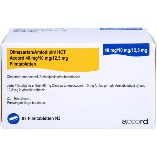 Olmesartan/Amlodipin/HCT Accord 40mg/10mg/12.5mg, 98 Stk., Accord Healthcare GmbH