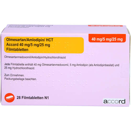 Olmesartan/Amlodipin/HCT Accord 40mg/5mg/25mg, 28 Stk., Accord Healthcare GmbH