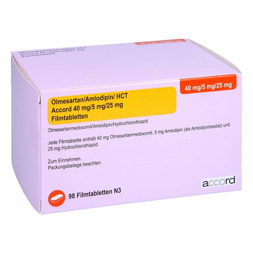 Olmesartan/Amlodipin/HCT Accord 40mg/5mg/25mg, 98 Stk., Accord Healthcare GmbH
