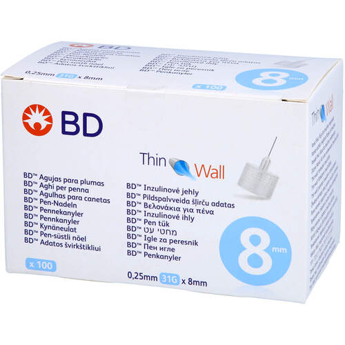 BD Thin Wall Pen-Nadeln 0.25mm(31G)x8mm, 100 Stk., EvivaMed Handelsgesellschaft mbH