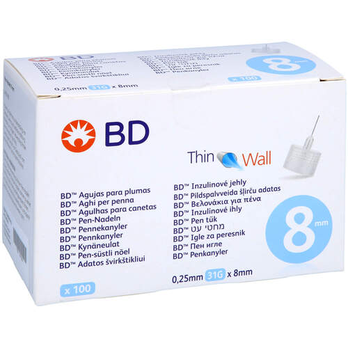 BD Thin Wall Pen-Nadeln 0.25mm(31G)x8mm, 100 Stk., EvivaMed Handelsgesellschaft mbH