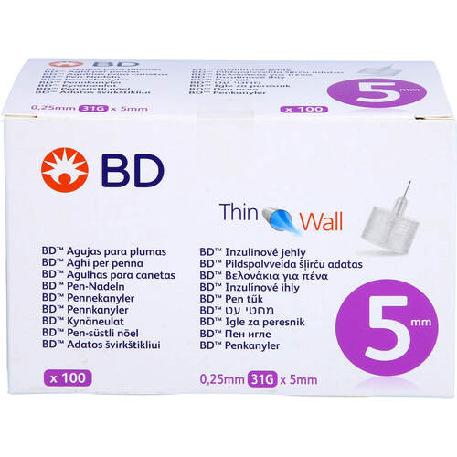 BD Thin Wall Pen-Nadeln 0.25mm(31G)x5mm, 100 Stk., EvivaMed Handelsgesellschaft mbH