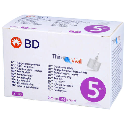 BD Thin Wall Pen-Nadeln 0.25mm(31G)x5mm, 100 Stk., EvivaMed Handelsgesellschaft mbH